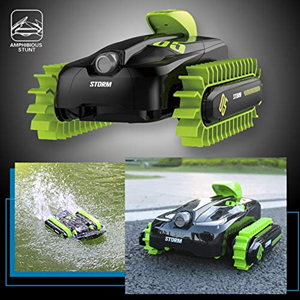  ماشین کنترلی تانک دوزیست آب و خاک سبز Amphibious Car Waterproof Remote Control 1:16 -اسباب بازی